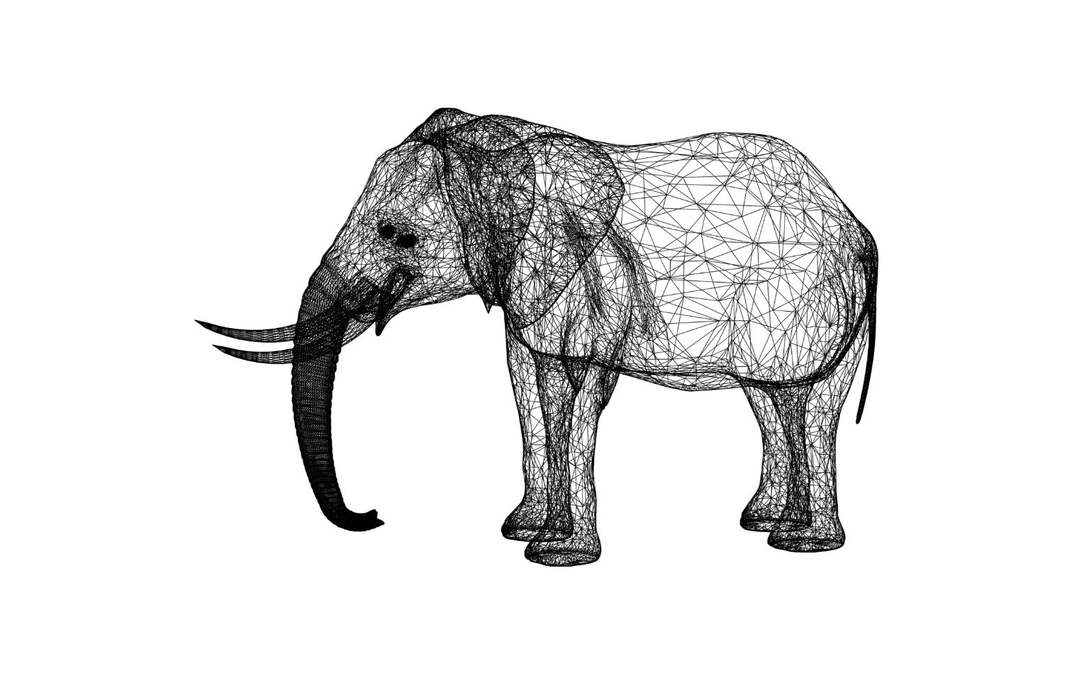 Wireframe mammoth illustration representing ancient DNA and de-extinction research